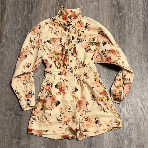 Free People Tapestry Floral Corduroy Romper - Picture 3 of 10